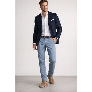 Scotch & Soda Slim Fit Blue Stretch Chino Pants Cotton Tailored Casual 31x30